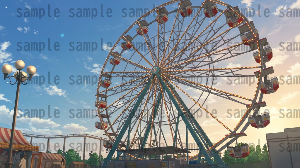 【96枚】遊園地・テーマパーク 背景イラスト/風景画像【著作権フリー素材】