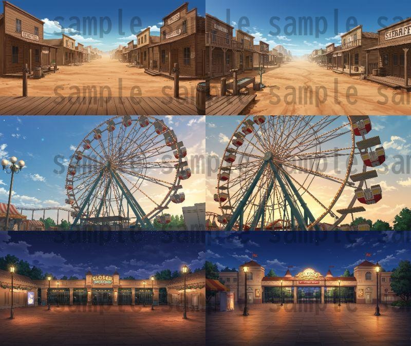 【96枚】遊園地・テーマパーク 背景イラスト/風景画像【著作権フリー素材】