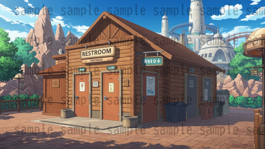 【96枚】遊園地・テーマパーク 背景イラスト/風景画像【著作権フリー素材】