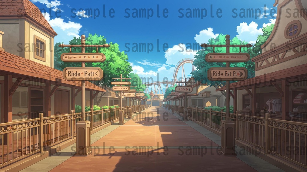 【96枚】遊園地・テーマパーク 背景イラスト/風景画像【著作権フリー素材】