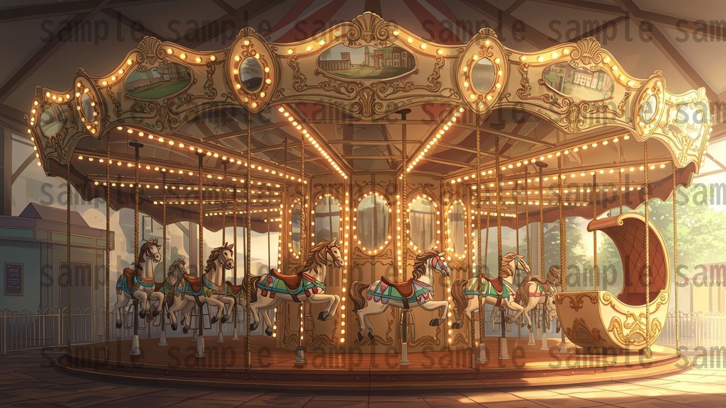 【96枚】遊園地・テーマパーク 背景イラスト/風景画像【著作権フリー素材】