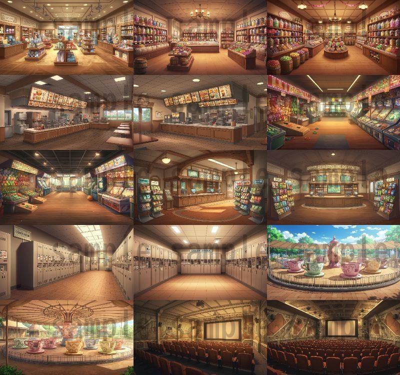 【96枚】遊園地・テーマパーク 背景イラスト/風景画像【著作権フリー素材】