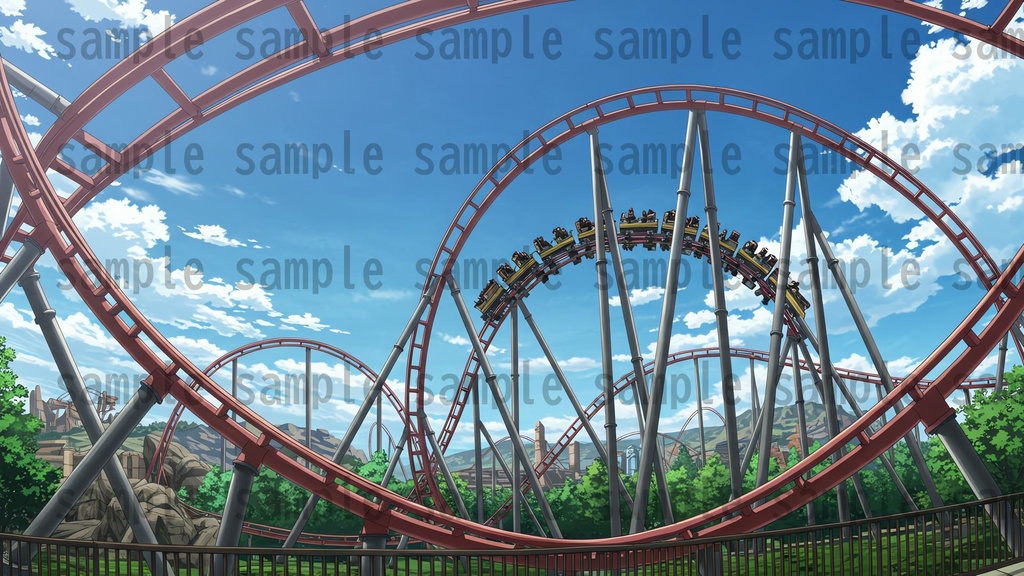 【96枚】遊園地・テーマパーク 背景イラスト/風景画像【著作権フリー素材】