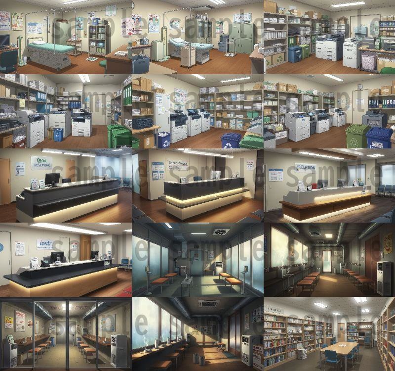 【195枚】会社・オフィス内 背景イラスト【著作権フリー素材】