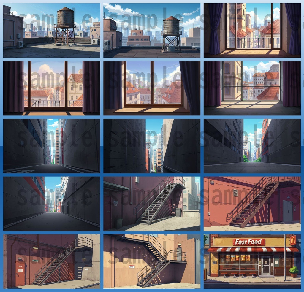 【1660枚】街中の野外 背景イラスト【著作権フリー素材】※1156枚追加しました!