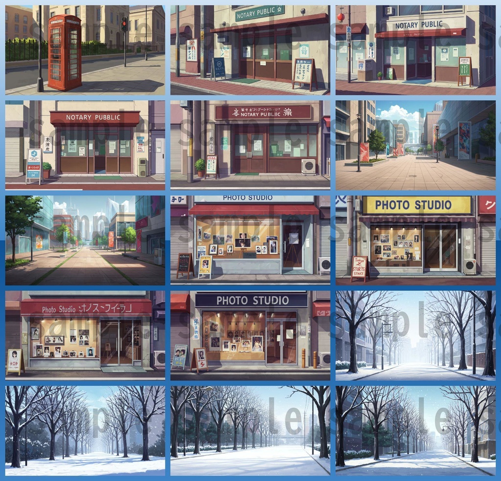 【1660枚】街中の野外 背景イラスト【著作権フリー素材】※1156枚追加しました!