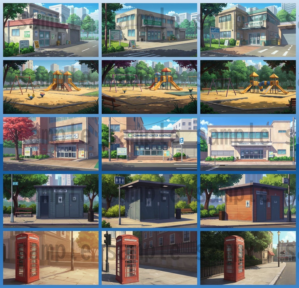 【1660枚】街中の野外 背景イラスト【著作権フリー素材】※1156枚追加しました!