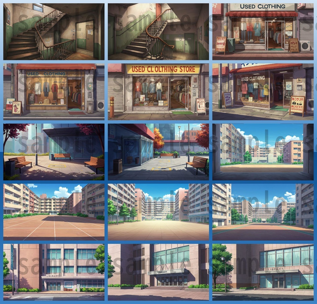 【1660枚】街中の野外 背景イラスト【著作権フリー素材】※1156枚追加しました!