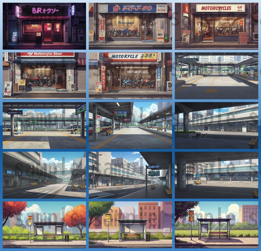 【1660枚】街中の野外 背景イラスト【著作権フリー素材】※1156枚追加しました!