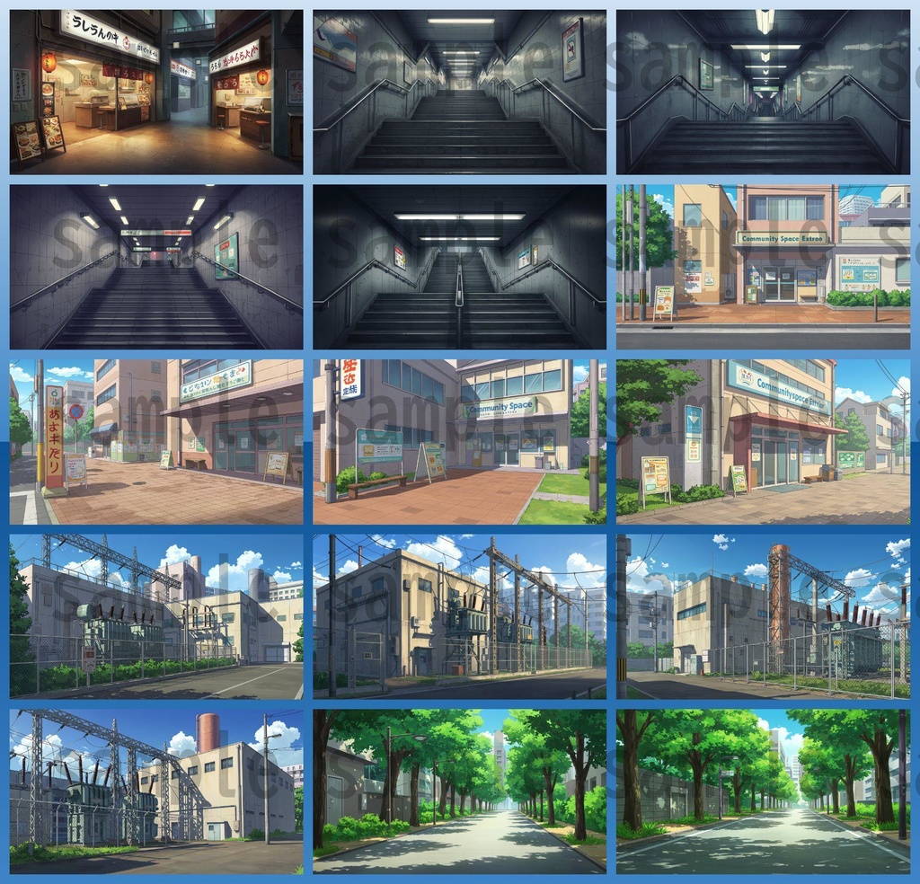 【1660枚】街中の野外 背景イラスト【著作権フリー素材】※1156枚追加しました!