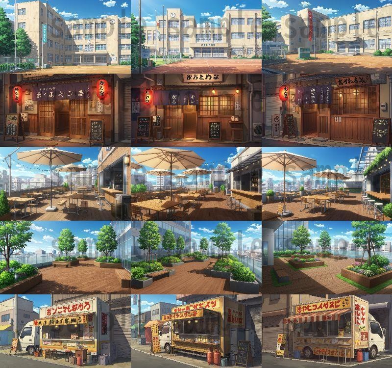 【1660枚】街中の野外 背景イラスト【著作権フリー素材】※1156枚追加しました!