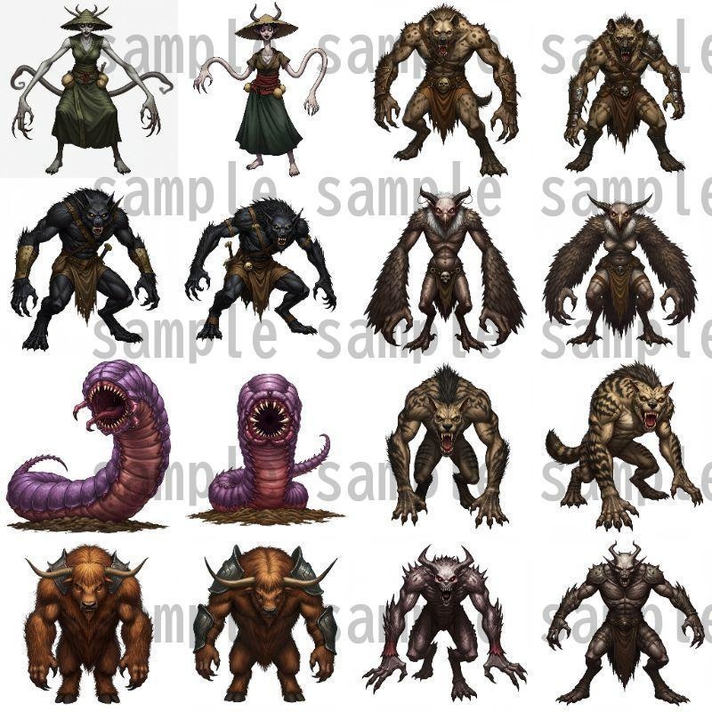 【694枚】モンスター(敵キャラ・モブ)立ち絵イラスト【著作権フリー素材】