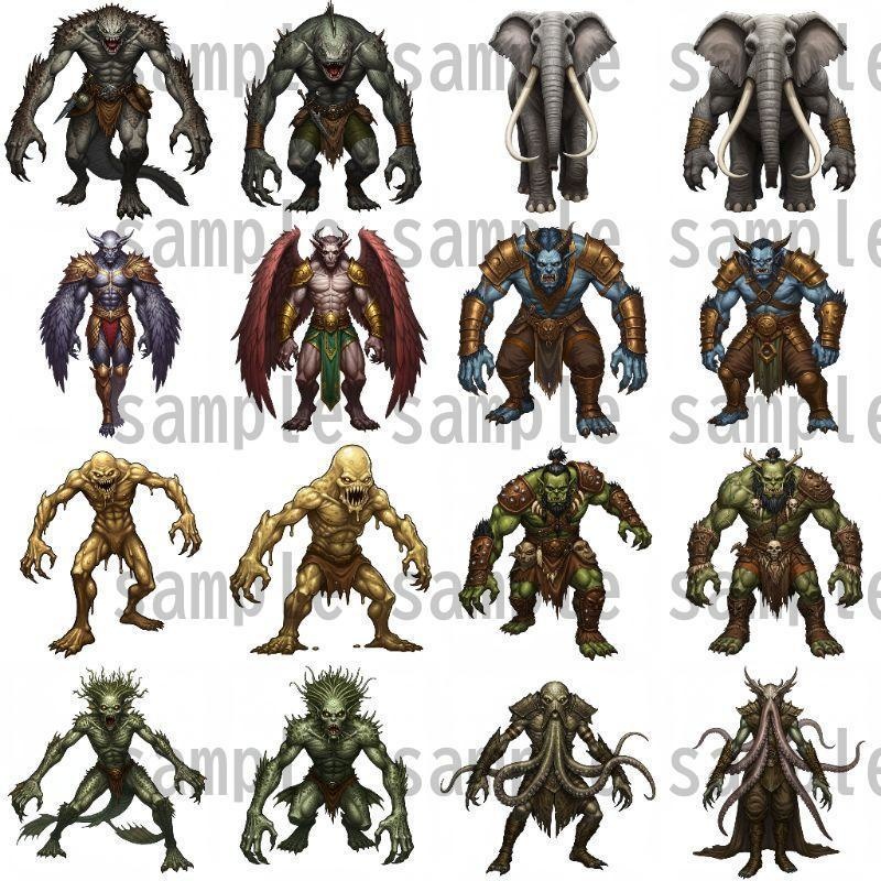 【694枚】モンスター(敵キャラ・モブ)立ち絵イラスト【著作権フリー素材】