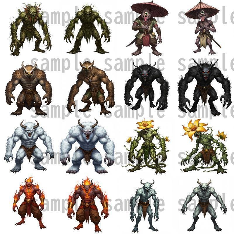 【694枚】モンスター(敵キャラ・モブ)立ち絵イラスト【著作権フリー素材】