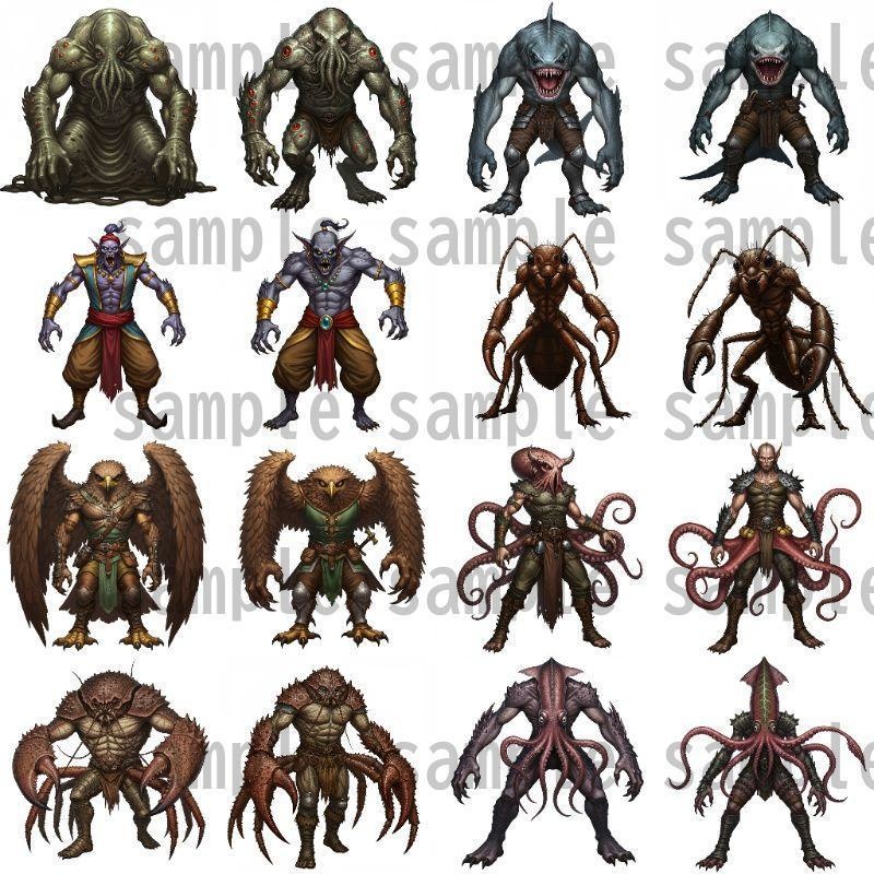 【694枚】モンスター(敵キャラ・モブ)立ち絵イラスト【著作権フリー素材】