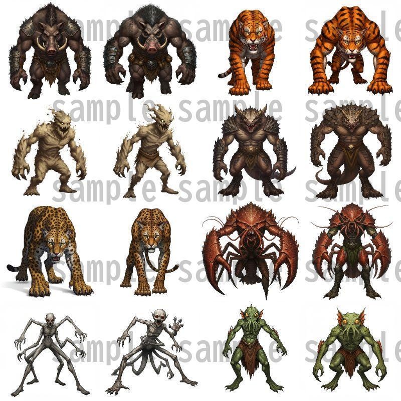 【694枚】モンスター(敵キャラ・モブ)立ち絵イラスト【著作権フリー素材】