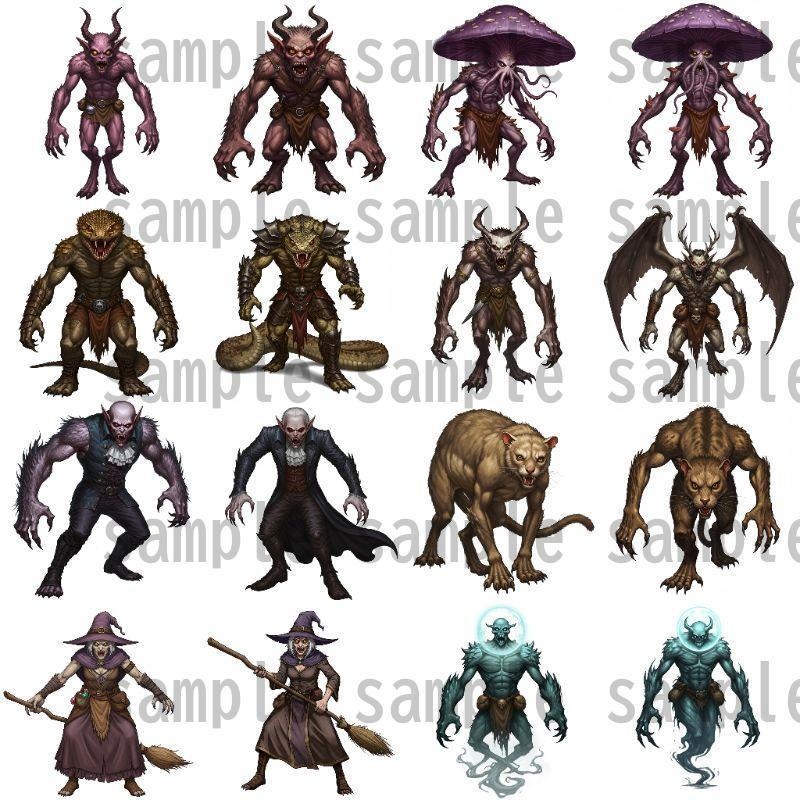 【694枚】モンスター(敵キャラ・モブ)立ち絵イラスト【著作権フリー素材】