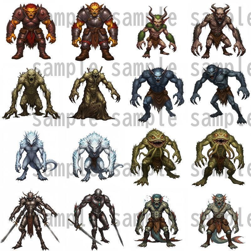 【694枚】モンスター(敵キャラ・モブ)立ち絵イラスト【著作権フリー素材】