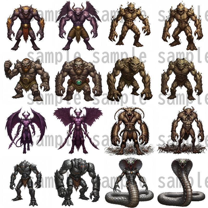 【694枚】モンスター(敵キャラ・モブ)立ち絵イラスト【著作権フリー素材】