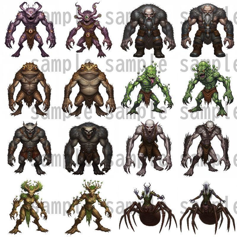 【694枚】モンスター(敵キャラ・モブ)立ち絵イラスト【著作権フリー素材】