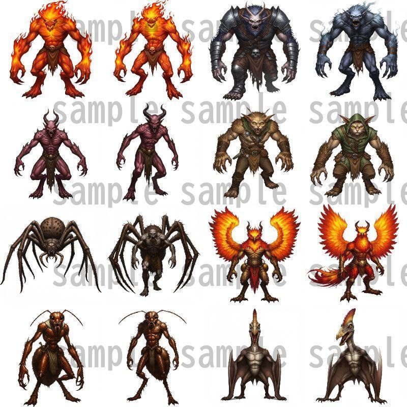 【694枚】モンスター(敵キャラ・モブ)立ち絵イラスト【著作権フリー素材】