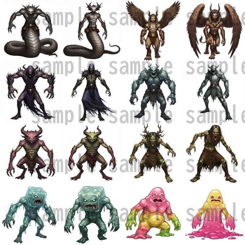 【694枚】モンスター(敵キャラ・モブ)立ち絵イラスト【著作権フリー素材】