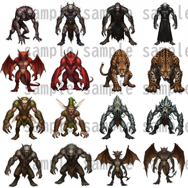 【694枚】モンスター(敵キャラ・モブ)立ち絵イラスト【著作権フリー素材】