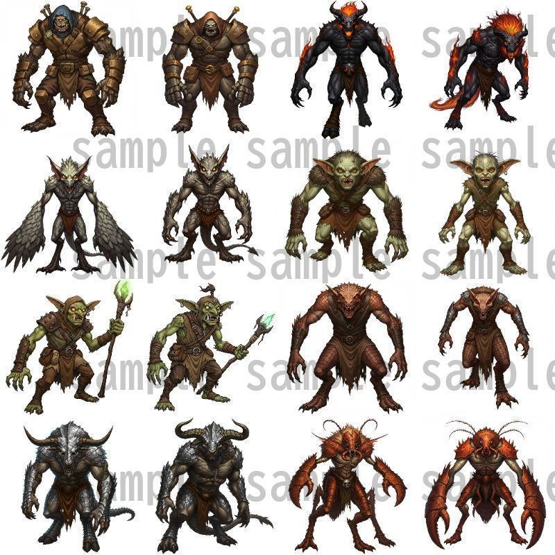 【694枚】モンスター(敵キャラ・モブ)立ち絵イラスト【著作権フリー素材】