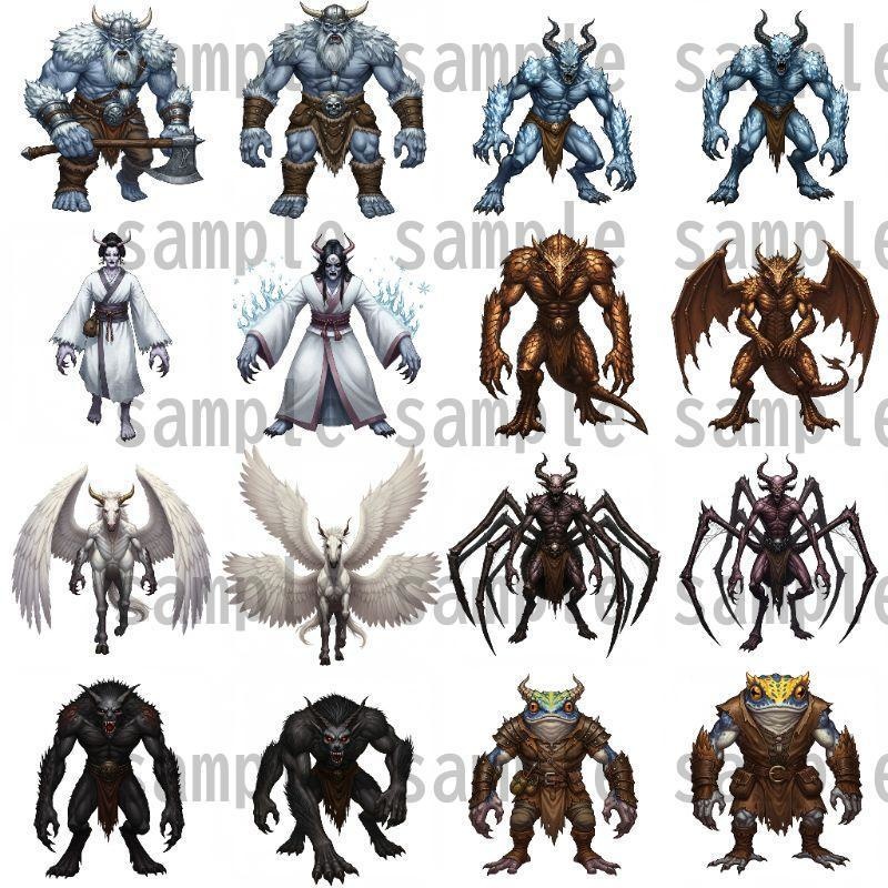 【694枚】モンスター(敵キャラ・モブ)立ち絵イラスト【著作権フリー素材】