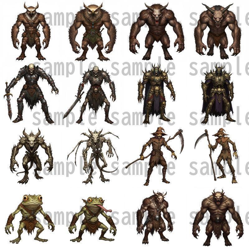 【694枚】モンスター(敵キャラ・モブ)立ち絵イラスト【著作権フリー素材】