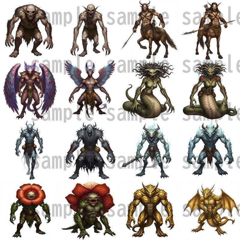 【694枚】モンスター(敵キャラ・モブ)立ち絵イラスト【著作権フリー素材】