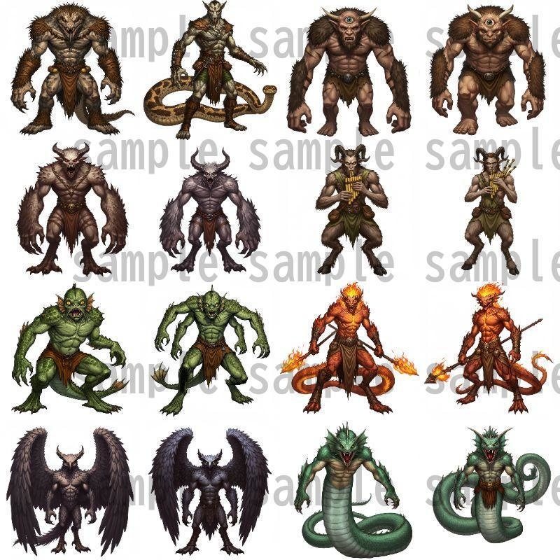 【694枚】モンスター(敵キャラ・モブ)立ち絵イラスト【著作権フリー素材】