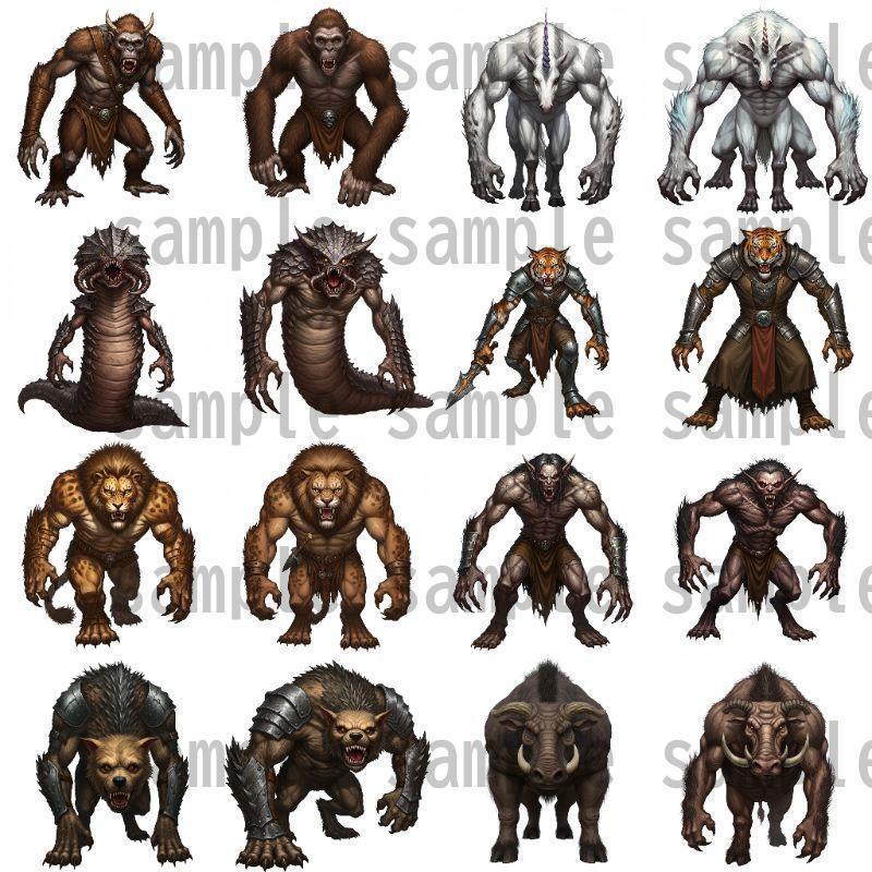 【694枚】モンスター(敵キャラ・モブ)立ち絵イラスト【著作権フリー素材】