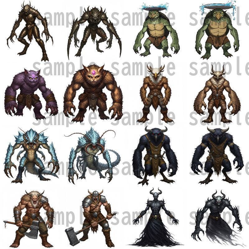 【694枚】モンスター(敵キャラ・モブ)立ち絵イラスト【著作権フリー素材】