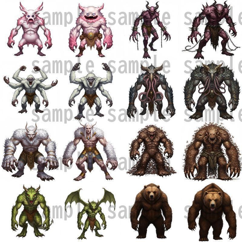 【694枚】モンスター(敵キャラ・モブ)立ち絵イラスト【著作権フリー素材】