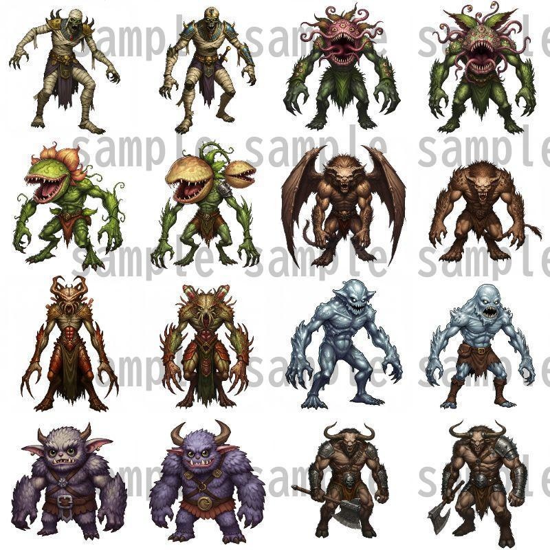 【694枚】モンスター(敵キャラ・モブ)立ち絵イラスト【著作権フリー素材】