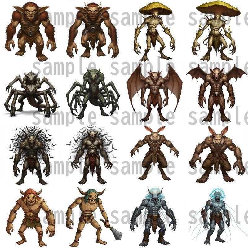 【694枚】モンスター(敵キャラ・モブ)立ち絵イラスト【著作権フリー素材】