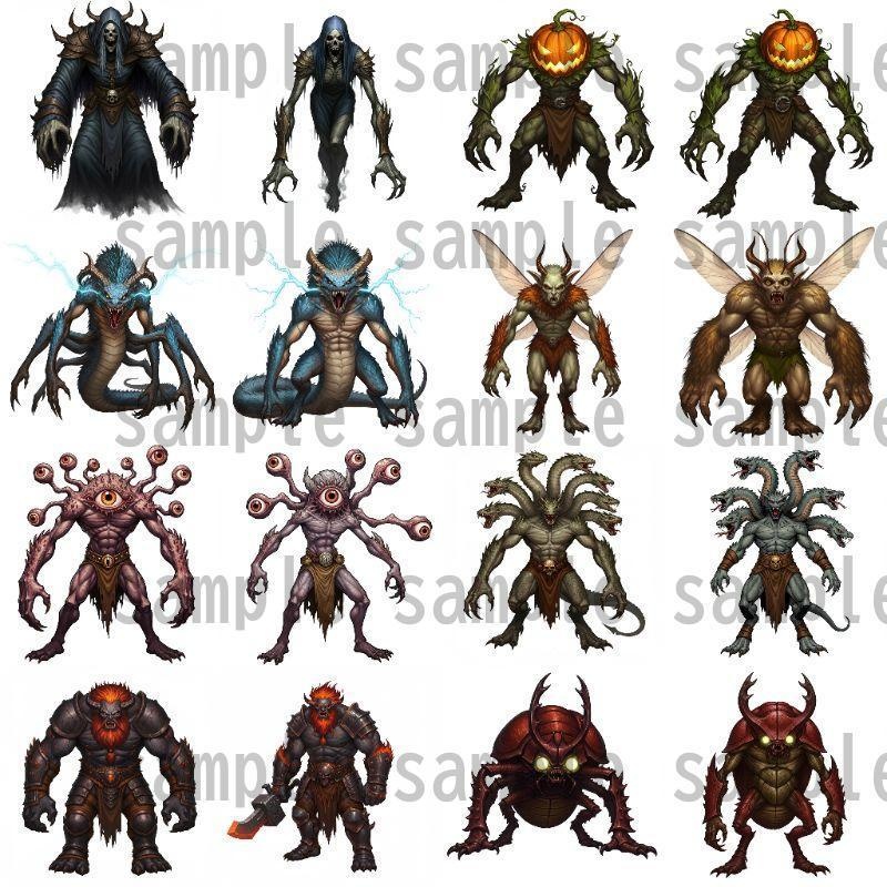 【694枚】モンスター(敵キャラ・モブ)立ち絵イラスト【著作権フリー素材】