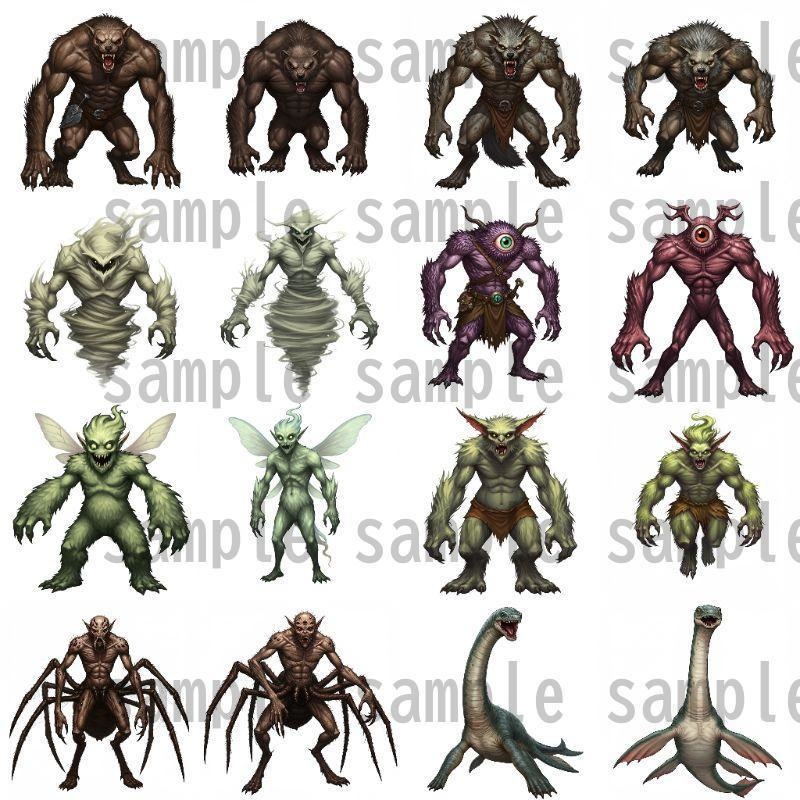【694枚】モンスター(敵キャラ・モブ)立ち絵イラスト【著作権フリー素材】