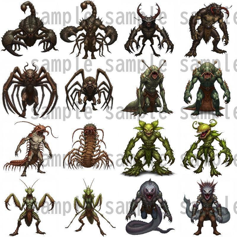 【694枚】モンスター(敵キャラ・モブ)立ち絵イラスト【著作権フリー素材】