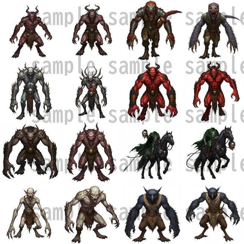 【694枚】モンスター(敵キャラ・モブ)立ち絵イラスト【著作権フリー素材】