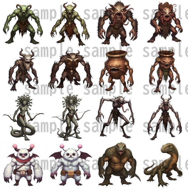 【694枚】モンスター(敵キャラ・モブ)立ち絵イラスト【著作権フリー素材】