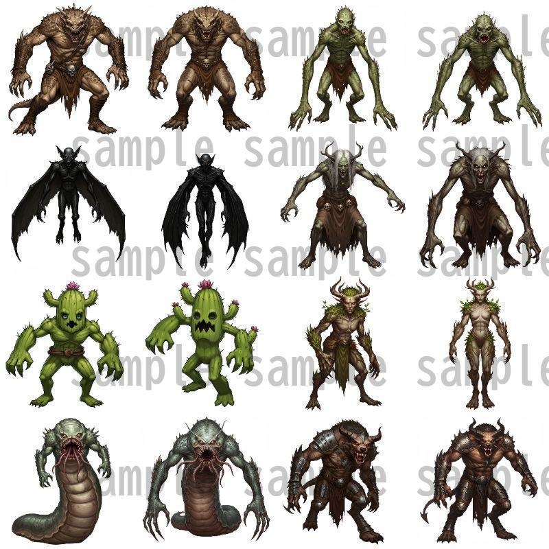 【694枚】モンスター(敵キャラ・モブ)立ち絵イラスト【著作権フリー素材】