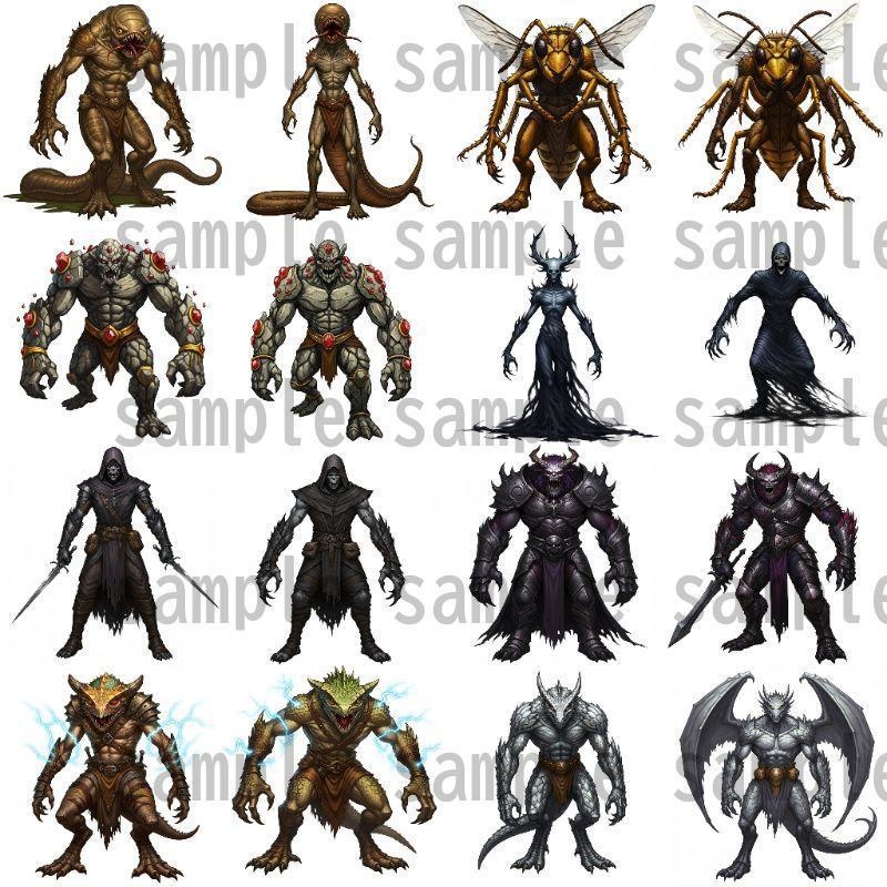 【694枚】モンスター(敵キャラ・モブ)立ち絵イラスト【著作権フリー素材】