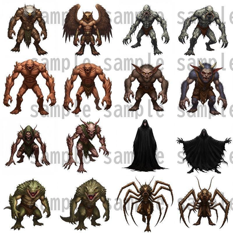 【694枚】モンスター(敵キャラ・モブ)立ち絵イラスト【著作権フリー素材】