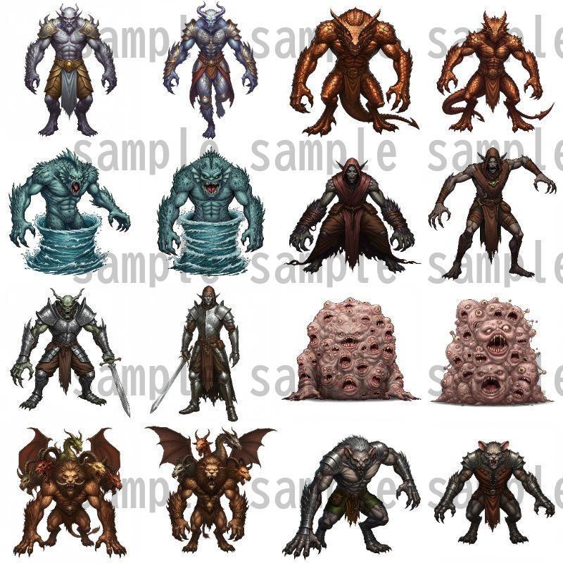 【694枚】モンスター(敵キャラ・モブ)立ち絵イラスト【著作権フリー素材】