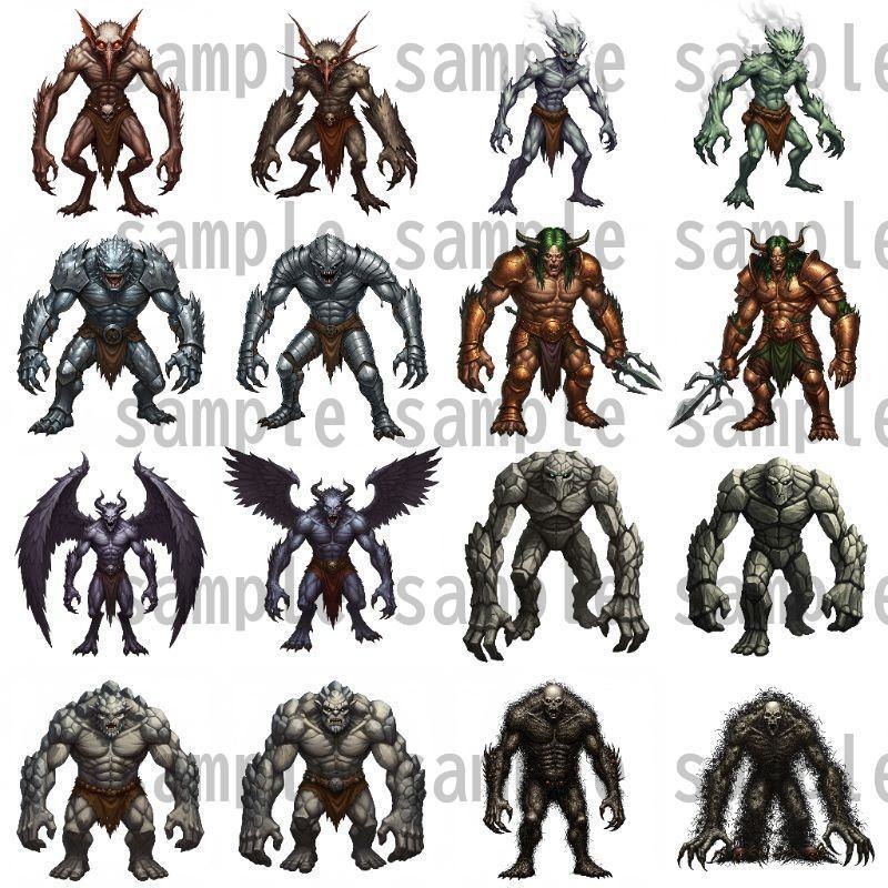 【694枚】モンスター(敵キャラ・モブ)立ち絵イラスト【著作権フリー素材】