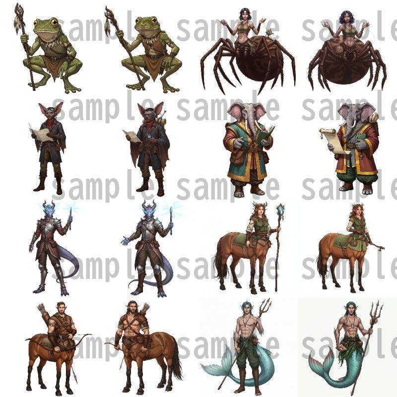 【122枚】獣人・亜人 61種x各2枚 イラスト立ち絵【著作権フリー素材】