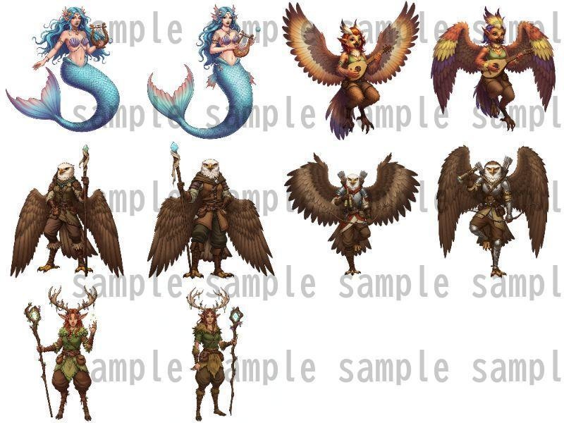 【122枚】獣人・亜人 61種x各2枚 イラスト立ち絵【著作権フリー素材】