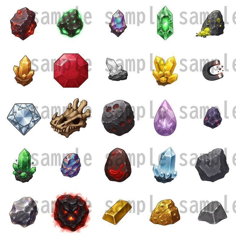 【背景透過】鉱石アイコン 114種【著作権フリー素材】icon画像